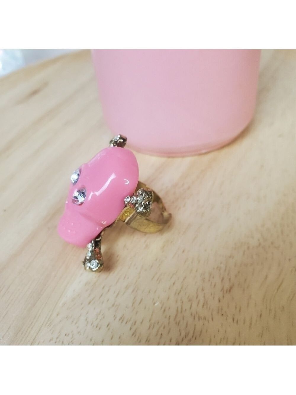 Pink Sugar Skull Ring New - Picture 3 of 7